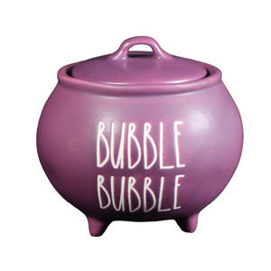 Rae Dunn Purple BUBBLE BUBBLE Cauldron Purple Halloween Ceramic Jar NEW
